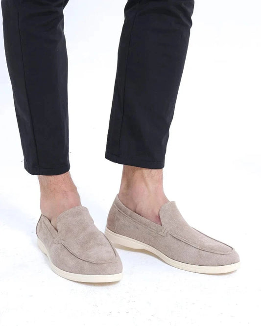 Beige Rue Beige Suede Slip-On Moccasins